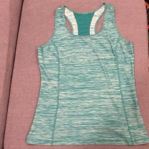 Danskin Teal Space Dye fitted Racerback Tank, sz L